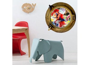 Stickers trompe l'oeil hublot bronze Mario Kart