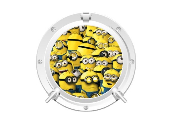 Stickers trompe l'oeil hublot blanc Les Minions