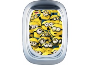 Stickers trompe l'oeil hublot avion Les Minions