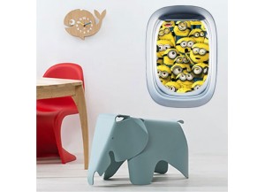 Stickers trompe l'oeil hublot avion Les Minions