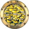 Stickers trompe l'oeil hublot doré Les Minions