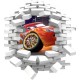 Sticker trompe l'oeil 3D mur blanc cassé Cars Flash Mac Queen