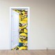 Stickers trompe l'oeil porte blanche ouverte Les Minions