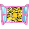 Sticker trompe l'oeil fenêtre cartoon rose Les Minions