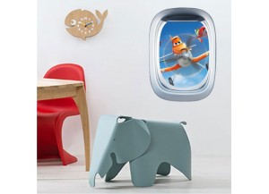 Stickers trompe l'oeil hublot avion Planes Dusty