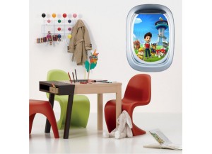 Stickers trompe l'oeil hublot avion Pat Patrouille