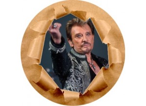 Stickers trompe l'oeil mur papier déchiré Johnny Hallyday au revoir