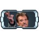 Stickers trompe l'oeil hublot 3D Johnny Hallyday au revoir.