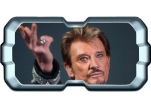 Stickers trompe l'oeil hublot 3D Johnny Hallyday au revoir.