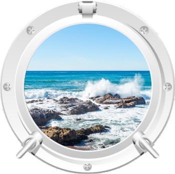 Sticker Hublot Plage ADS – Décalcomanie Murale H314, Format Paysage Marin