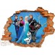 Sticker trompe l'oeil 3D mur déchiré Reine des neiges