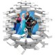 Sticker trompe l'oeil 3D mur blanc cassé Reine des neiges