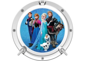 Stickers trompe l'oeil hublot blanc Reine des neiges