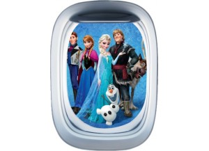 Stickers trompe l'oeil hublot avion Reine des neiges