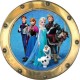 Stickers trompe l'oeil hublot doré Reine des neiges