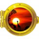 Stickers trompe l'oeil hublot OR Savane africaine couché de soleil