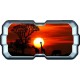 Stickers trompe l'oeil hublot 3D Savane africaine couché de soleil