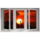 Stickers trompe l'oeil fenêtre Savane africaine couché de soleil