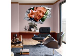 Sticker trompe l'oeil 3D mur déchiré Johnny Hallyday doigt