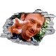 Sticker trompe l'oeil 3D mur déchiré Johnny Hallyday doigt