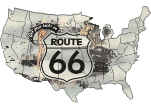 Stickers route 66 carte usa pin up