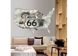 Stickers route 66 carte usa pin up