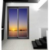 Stickers trompe l'oeil baie vitrée Coucher de soleil sur mer